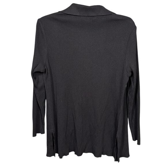 Exclusively Misook Petite Black Open Front Knit Cardigan Size Small - Picture 6 of 7